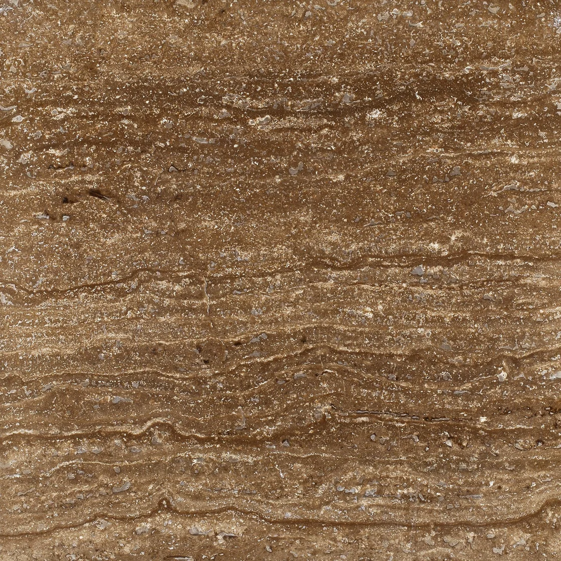 Noce (Veincut) | travertine tile Noce (Veincut) travertine tile — warm walnut-brown and cream tones, horizontal cream bands and fine dark pores